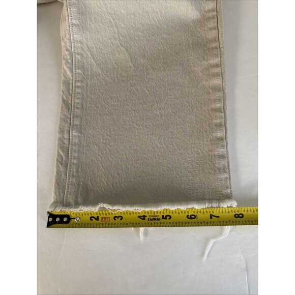 LOFT The High Waist Straight Crop Jeans Size 10 Womens Beige Raw Hem Denim Boho - Picture 10 of 14